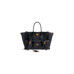Bel Air Small Carry All Bag in black smooth calfskin, aged-gold hardware