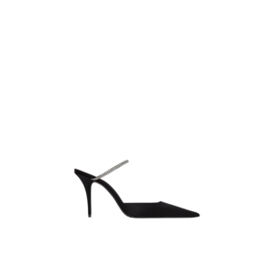 BARBARA mules in satin crepe and rhinestones