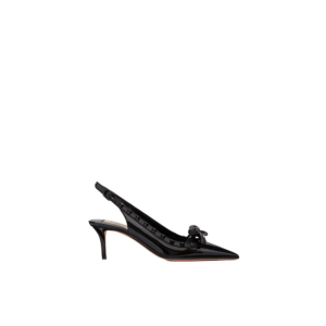 ROCKSTUD BOW SLINGBACK PUMP IN PATENT LEATHER WITH MATCHING STUDS 60MM